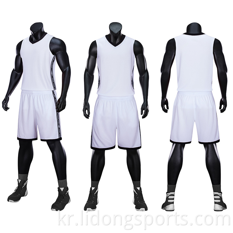 2021 New Design 고품질 남성 100% 폴리 에스테르 검은 농구 유니폼 및 짧은